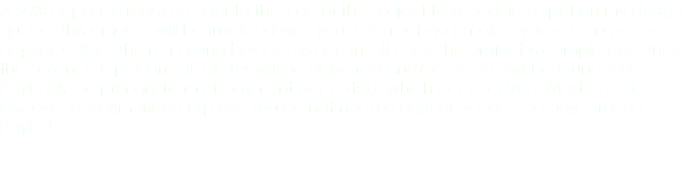 A 50% deposit is required prior to the start of the project to schedule a spot on my design queue. This amount will be invoiced with your contract via email or you can make the deposit online. The remaining balance is due in full once the project is completed. Once the balance is paid in full, all files will be delivered and/or the site will be launched. PayPal is the primary form of payment accepted, which accepts Visa, Mastercard, Discover and American Express. You do not need a PayPal account to pay through PayPal. 
