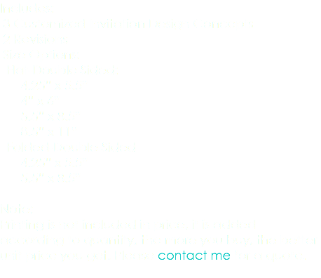 Includes: 3 Customized Invitation Design Concepts 2 Revisions Size Options: Flat-Double Sided: 4.25” x 5.5” 4” x 6” 5.5” x 8.5” 8.5” x 11” Folded-Double Sided 4.25” x 5.5” 5.5” x 8.5” Note: Printing is not included in price, it is added according to quantity, the more you buy, the better unit price you get. Please contact me for a quote. 